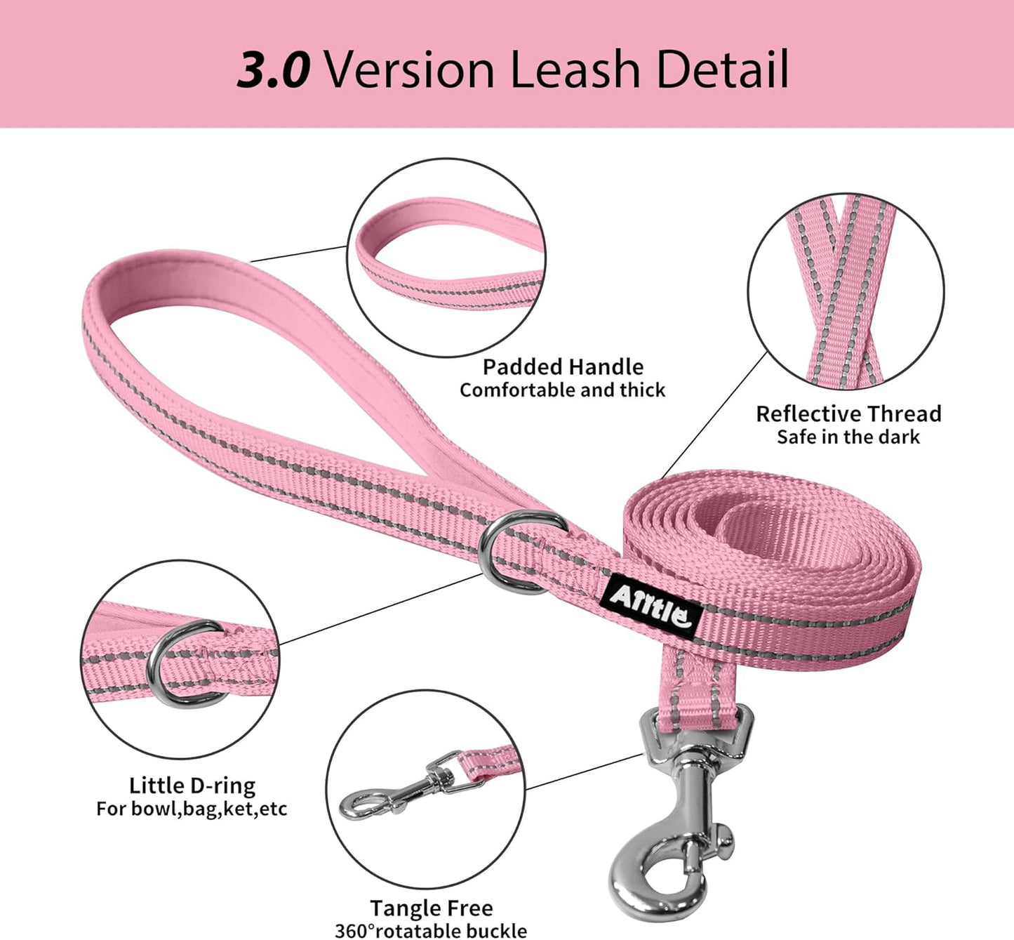 AIITLE Step in Dog Harness and Leash Set - Summer No Pull Escape Proof Vest Harnesses with Soft Mesh and Reflective Bands, Adjustable Pet Outdoor Harnesses for Small and Medium Dogs Pure Pink M