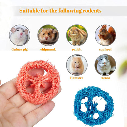 Dong Huang 20Pcs Bunny Chew Toys for Rabbit, Organic Natural Loofah Toys, Handmade Material for Guinea Pig, Hamster, Rat - Pet Tooth Care