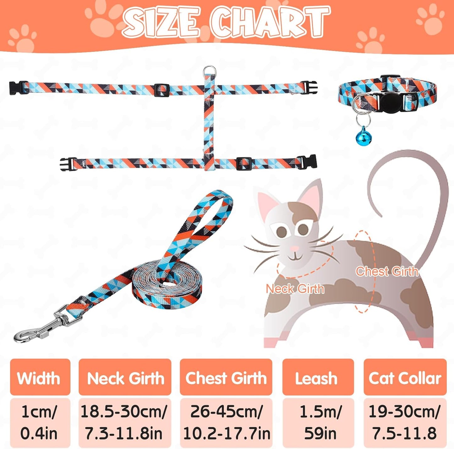 2 Pack Cat Harness and Leash Set, Escape Proof Adjustable Kitten Harness with Leash Collar Lightweight Soft and Comfortable for Small Medium Cats Walking and Travel