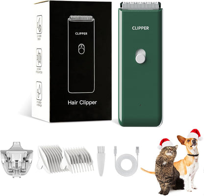 2-in-1 Professional Dog Grooming Kit - Low Noise, Waterproof, USB Rechargeable, and Safe Ceramic Blade - Gift for Dogs and Cats (Green)
