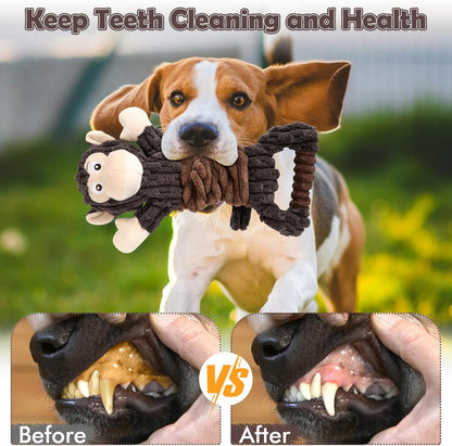 Plush Dog Toy with Crinkle Paper, Tug of War Pull Interactive Toys for Puppies to Large Dogs