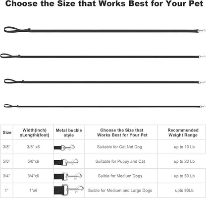 AMAGOOD 6 FT Puppy/Dog Leashes, Strong Traditional Style Leash with Easy to Use Collar Hook,Dog Lead Great for Small and Medium and Large (Black,5/8" x 6 Feet)