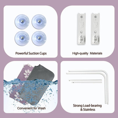 Cat Window Perch, Foldable Cat Window Hammock with Cute 3D Textured Flower Cover, Breathable Mesh Cover and Strong Suction Cups, Cordless Window Seat Bed for Indoor Cats (Purple, Medium)