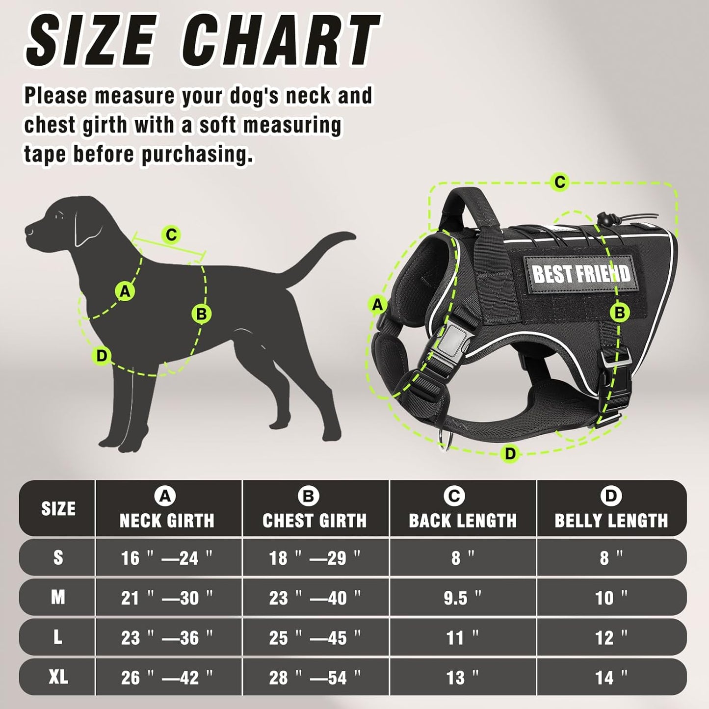 Tactical Dog Harness for Large Dogs,No Pull Military Dog Vest with Handle,Reflective Heavy Duty Pet Harness for Walking Hiking Training Black L