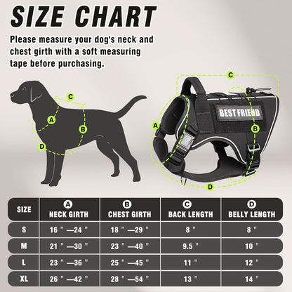 Tactical Dog Harness for Large Dogs,No Pull Military Dog Vest with Handle,Reflective Heavy Duty Pet Harness for Walking Hiking Training Black L