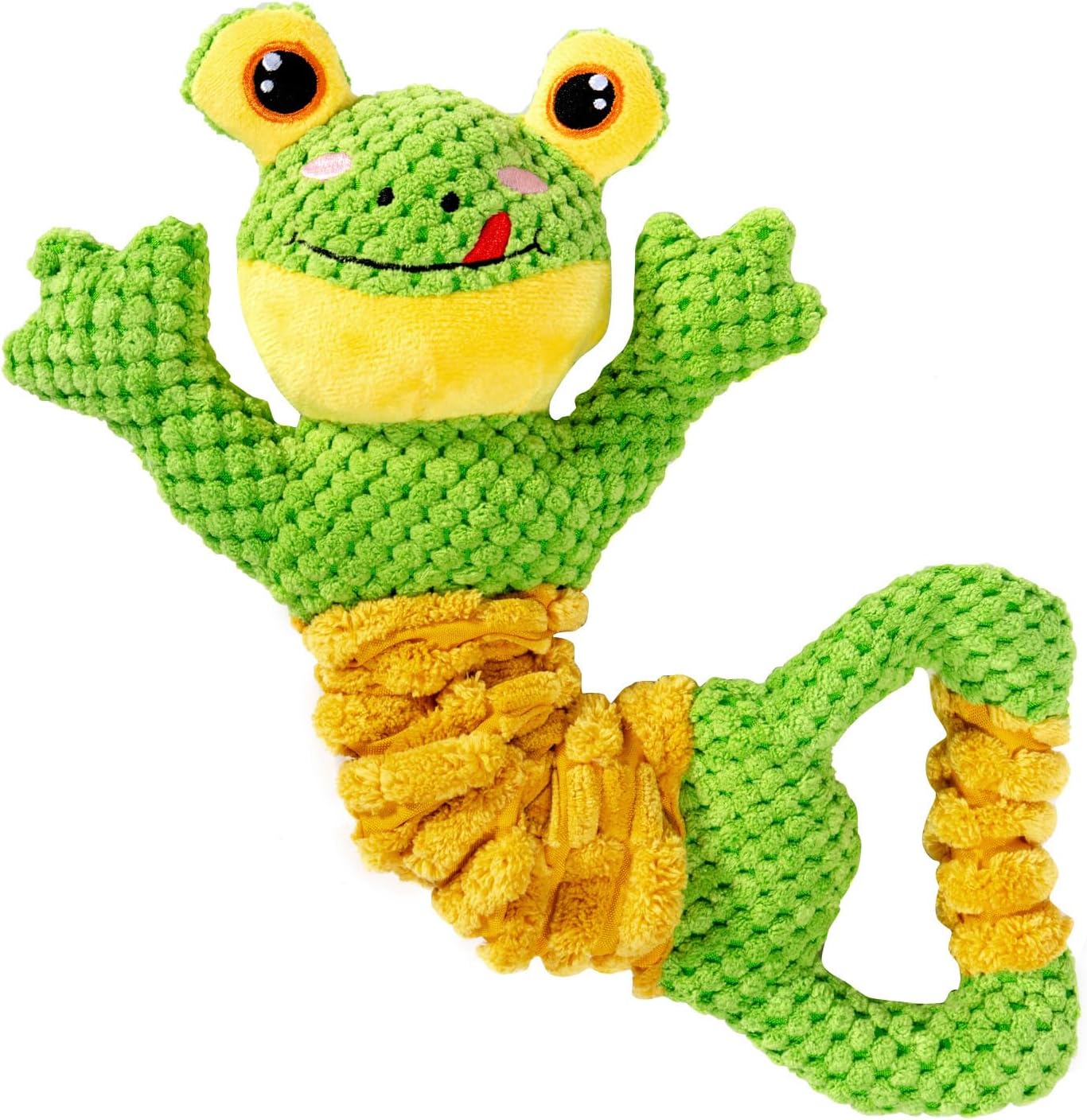 Dog Tug Toy, Durable Dog Toys Large Breed, Tug of War Dog Squeaky Toy, Stuffed Plush Dog Toys with Crinkle Paper for Small, Middle, and Big Dogs(Tug of War Series, Frog)