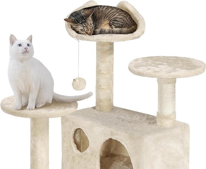 Yaheetech 62in Cat Tree Cat Tower for Indoor Cats, Cat Furniture w/Double Condo, Scratching Posts, Multiple Platforms and Balls for Kittens & Cats, Beige