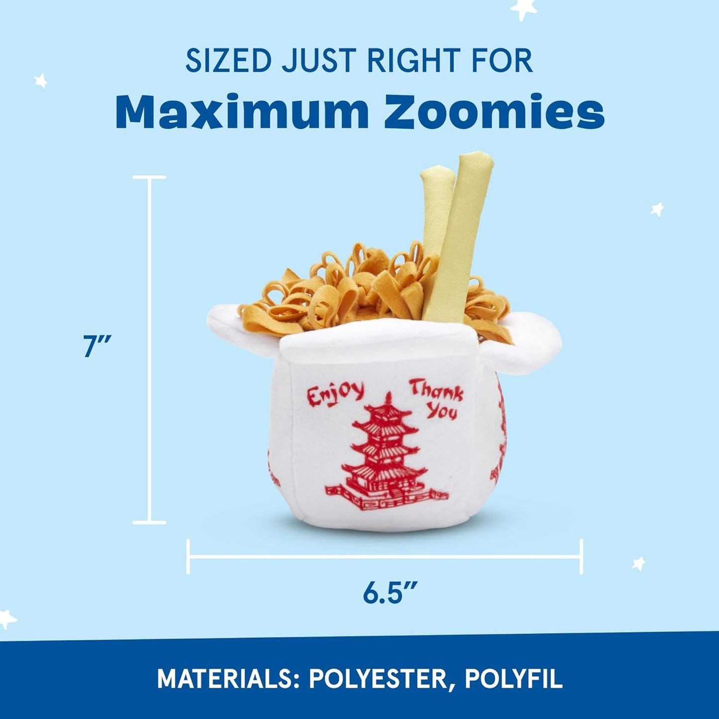 Barkbox Squeaky Dog Toys - Plush and Squeak Chew Toys | Puppy and Pet Toys for Small to Medium Dogs | Chow Chow Mein (Medium)