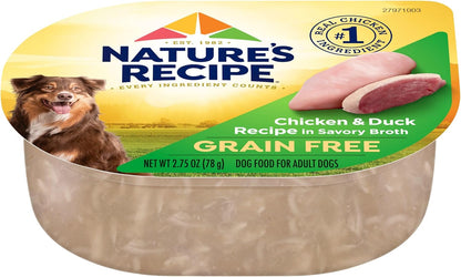 Nature's Recipe Grain Free Wet Dog Food, Chicken & Duck Recipe, 2.75 Ounce Cup (Pack of 12)