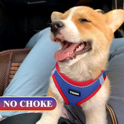 YIMEIS Dog Harness and Leash Set, No Pull Soft Mesh Pet Harness, Reflective Adjustable Puppy Vest for Small Medium Large Dogs, Cats (Red & Blue, Medium (Pack of 1)