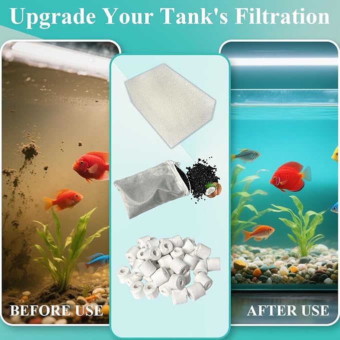 4 Set Three-Stage Filters Media Maintenance Kit Replacement for AquaClear 70 Power Filter, Fish Tank Filter for 40-to-70 Gallon Aquariums