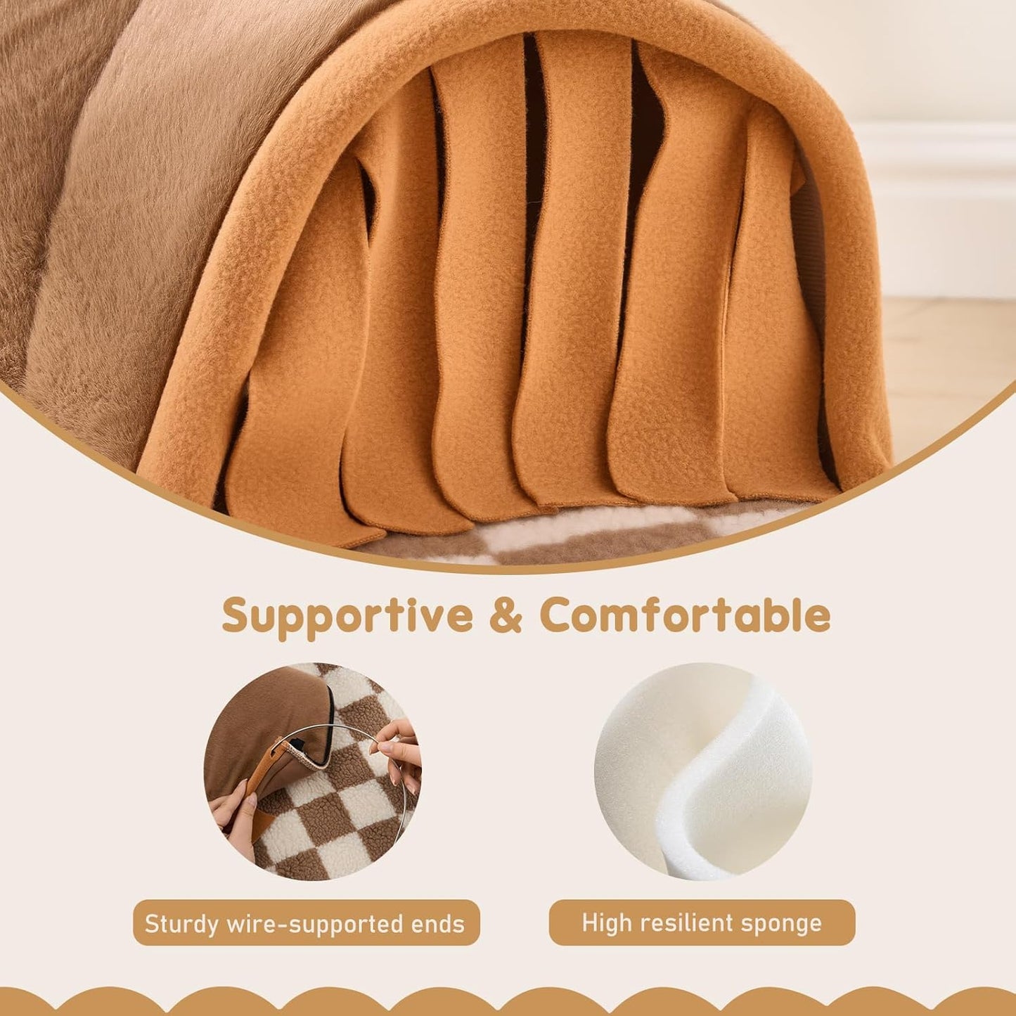 Avont Guinea Pig Hideout Tunnel, Large Hideaway Play Tube Toys Mat for Small Animal Dwarf Rabbits Chinchillas Hamsters Hedgehogs Ferrets Bearded Dragons and Rats -Brown