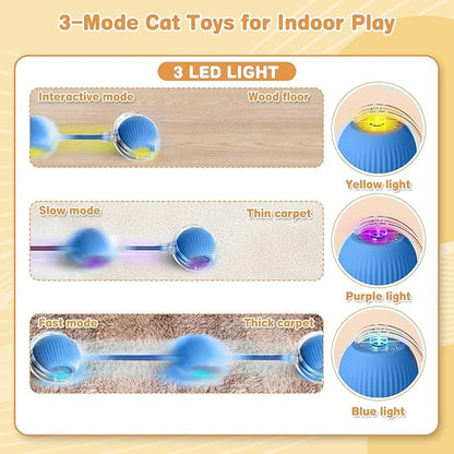 Interactive Cat Toy,Electric Dog BallToy,Cat Toys for Indoor Cats,Chewie Viral Dog Ball,Adjustable Sports Rolling Toy,Electric Rolling Ball Christmas Birthday Gift for Pets.(Blue)