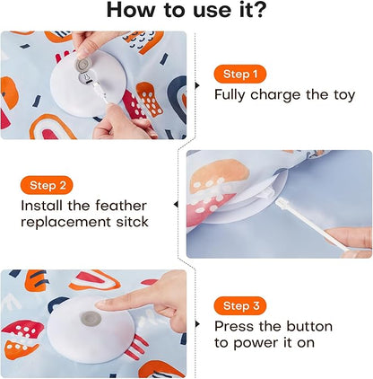 Potaroma Hide and Seek Interactive Cat Toys, Moving Concealed Wand Feather, Automatic Chargeable Indoor Kitten Exercise Kicker, Mouse Squeaky, Floral Cover