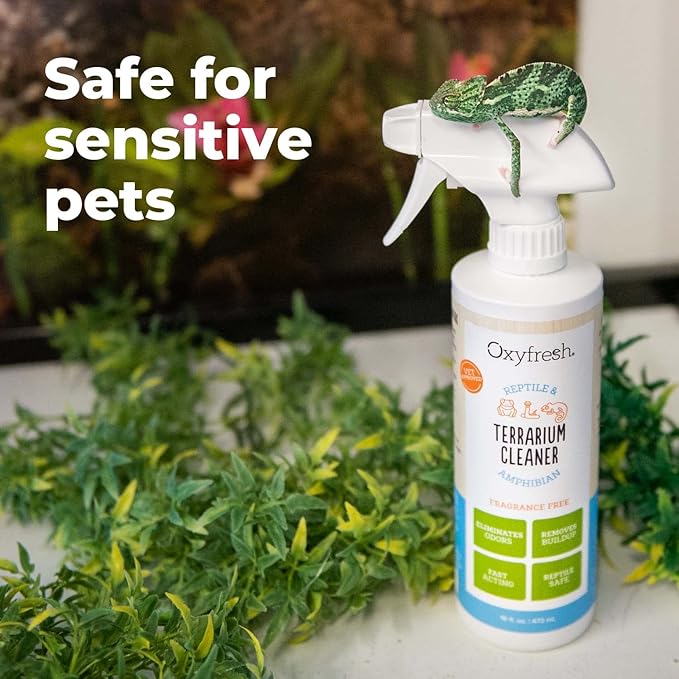 Oxyfresh Premium Terrarium Cleaner – Professional Amphibian and Reptile Terrarium Smell Eliminator – Safe & Quickly Removes Waste & Odors – Streak Free Glass – Bleach Free