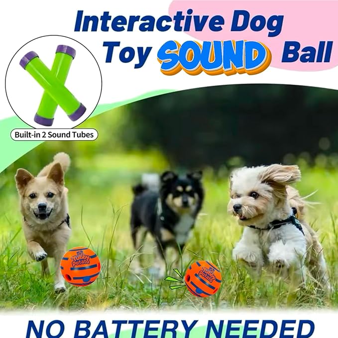 Tubby Potato™ Tater Tumbler Sound Ball – Interactive Dog Toy for All Breeds & Sizes | Durable, Makes Fun Sounds When Rolled or Shaken, Ball for Small, Medium & Large Dogs - 5.5 Inches, Orange