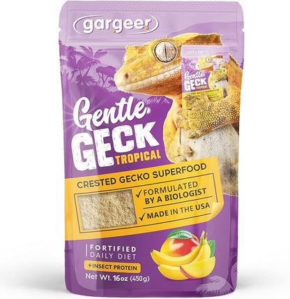 16oz Complete Crested Gecko Food Diet. Premium Mix, Ready to Use Freshly Made Powder. Unique Formula, Developed & Made in The USA. Enjoy! (Tropical + Insects Protein)