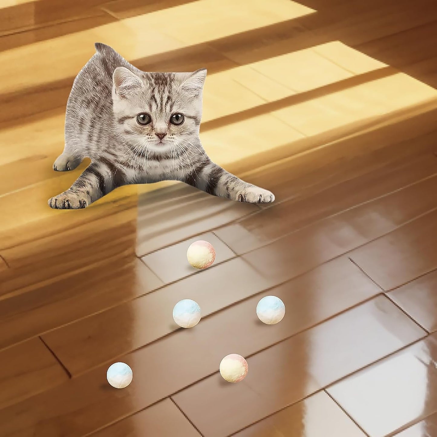 Cat Toy Balls, 50Pcs Premium Soft Pom Pom Balls for Kittens, 1,2'' Funny Interactive Cat Pompom Toys for Bored Indoor Cats Playing Plush Ball for Craft DIY Decorations, Cute Kitten Kitty Toys