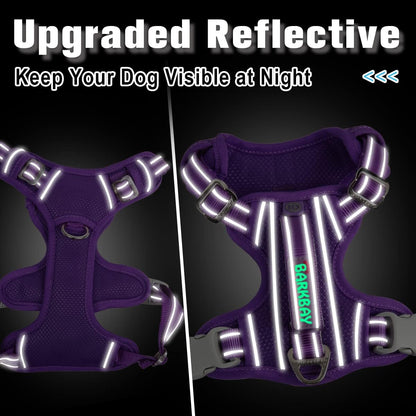 BARKBAY Dog Harness No Pull with ID Tag Pocket - Heavy Duty, Reflective, Easy Control for Small Dogs(Purple,S)