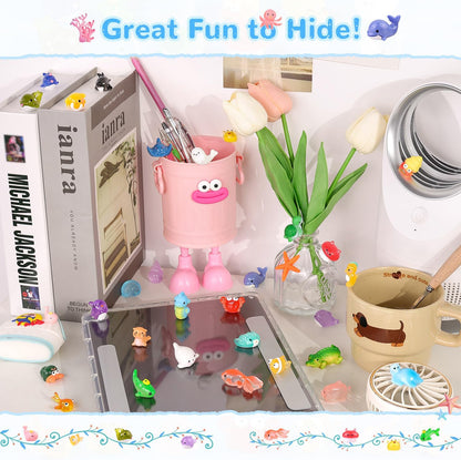 45PCS Mini Resin Animals Tiny Cute Ocean Figurines, Miniature Sea Figures to Hide, Little Animal Toys Small Accessories for Topper Desk Garden Dollhouse Landscape Aquarium Ornaments Crafts & Decor