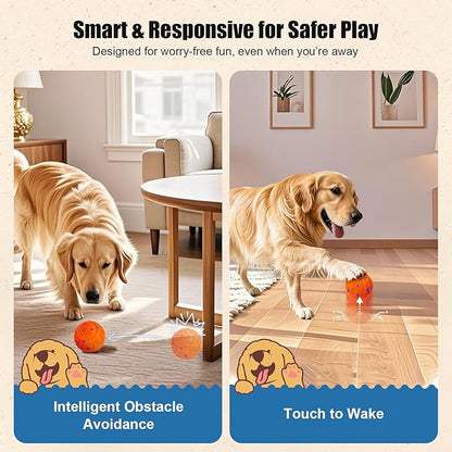 Interactive Dog Ball, Smart Dog Toy for Medium and Large Dogs, Automatic Moving, Rotating & Bouncing, E-TPU Material, IP54 Waterproof, Motion-Activated Dog Stimulation Toy to Keep Them Busy