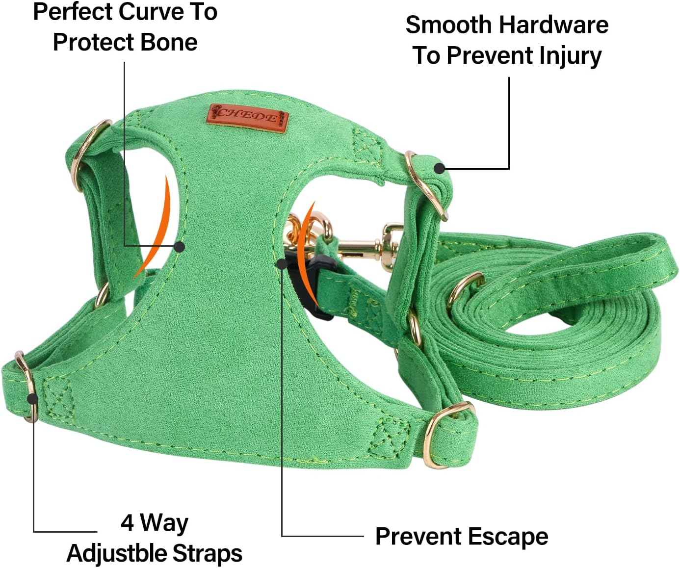 No Pull Dog Harness- Lightweight, Soft, Adjustable Small Harness Collar and Leash Set, Suitable for Cats Puppy Small and Medium-Sized Dog Outdoor Training and Running (Green, S)