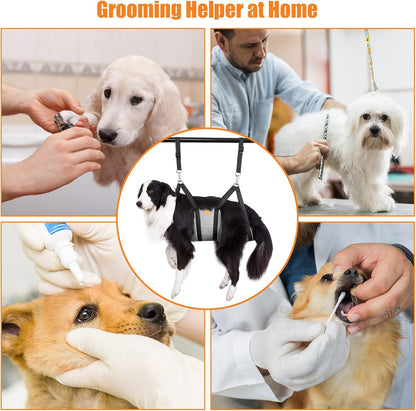 Ownpets Pet Grooming Hammock, Breathable Dog Grooming Hammock with Carabiners, Pet Grooming Harness Sling for Grooming, Hair Nail Trimming Cutting & More, M
