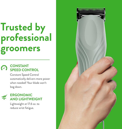 Wahl Professional Animal KMC+ 2-Speed Cordless Clipper (3025661) - Detachable Blade Pet & Dog Clipper Kit - Patented Ergonomic Housing Design - Sage