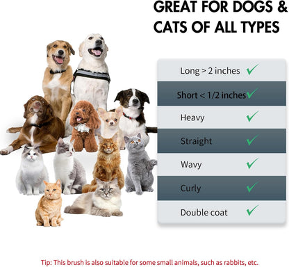 Dog Self Cleaning Slicker Brush for Shedding, Ideal for Short Long Haired Dogs, Including Cat. Removes Loose Fur, Undercoat, Mats, Tangled Hair. Suit for Large Medium Small Animal, Black