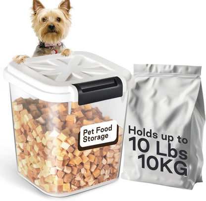LivLab Mker 10 lbs Dog Food Storage Container Cat Treat Container with Measuring Cup,Large Dry Pet Food Storage Bin for Cereal, Birds, Rice and Grain