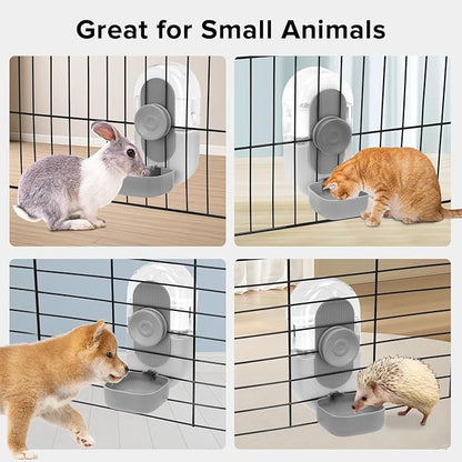 Kenond 28oz Hanging Automatic Rabbit Water Bottle, Guinea Pig Water Bottle No Drip, Gravity Water Dispenser for Cage, Suitable for Guinea Pig, Bunny, Hamsters and Other Small Animals(Gray)