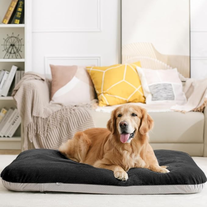 Magic Dog Super Soft Large Dog Bed Orthopedic Pet Beds 30 Inch Washable Anti Slip Dog Sleeping Mattress with Removable Cover, Dark Grey M