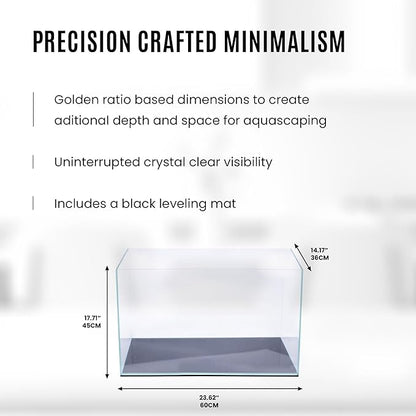 UNS Ultra Clear Rimless Tank - 25.6GAL | 97.2L - 23.62x14.17x17.71 | 60x36x45 CM, 6mm Glass Thickness, Leveling Mat Included - Low Iron, High Clarity Fish Tank w/ 45° Mitered Edge - [60T]