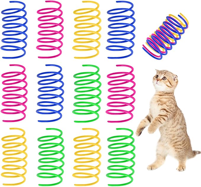 Cat Spring Toys, 120 Pack Creative Toy Plastic Colorful Kitten Spiral Spring Cat Plastic Coil Interactive Toy for Swatting, Biting, Hunting