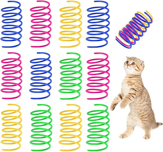 Cat Spring Toys, 120 Pack Creative Toy Plastic Colorful Kitten Spiral Spring Cat Plastic Coil Interactive Toy for Swatting, Biting, Hunting