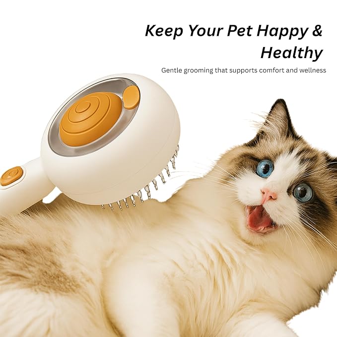 Steam Pet Brush for Dogs & Cats – Self-Cleaning Cat Brush with Steam, Pet Steamer Grooming Tool for Shedding, De-Shedding Hair Removal Comb & Massage for Pets by Vivid Creations