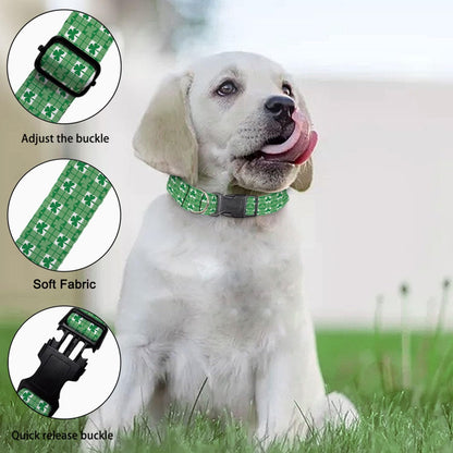 Green Shamrock Plaid Dog Collar St Patrick's Day Cat Big Neck Collars Soft for Small Extra Large Heavy Duty Pet Dogs