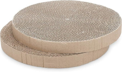 Round Cat Scratcher Replacement Pads -Circle Scratcher Pad Cardboard Cat Scratchers Refill 10 inch Diameter 7/8 inch Thickness(Replace Cardboard 2PCS)