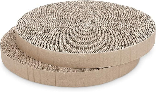 Round Cat Scratcher Replacement Pads -Circle Scratcher Pad Cardboard Cat Scratchers Refill 10 inch Diameter 7/8 inch Thickness(Replace Cardboard 2PCS)