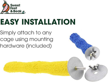 Sweet Feet and Beak Comfort Grip Safety Perch for Bird Cages - Pedicure Perch for Birds to Keep Nails and Beaks in Top Condition - Safe Easy to Install Bird Cage Accessories- L 13"