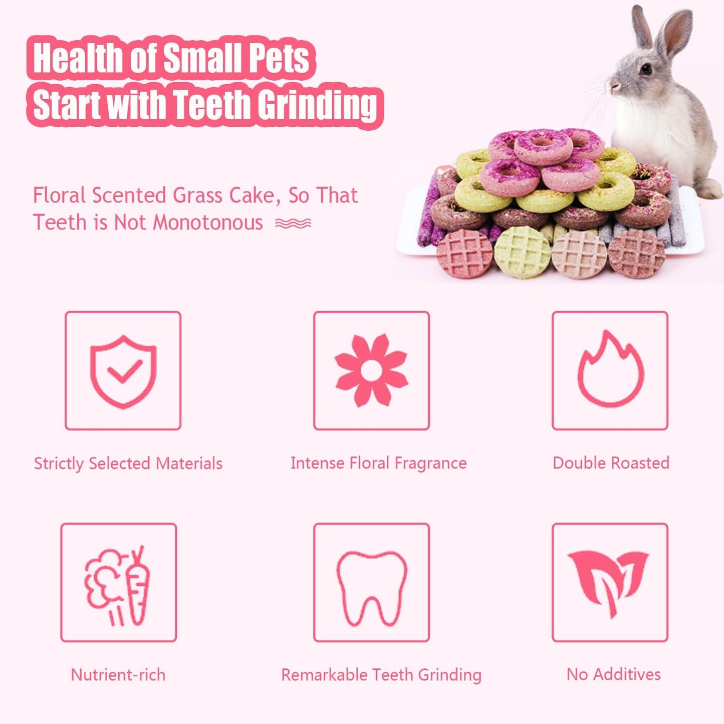Dbeans Flourishing Rabbit Chew Toys 20PCS, Various Tastes, Rabbit Treats and Toys for Bunnies and Guinea Pigs, Promotes Dental Care and Digestion