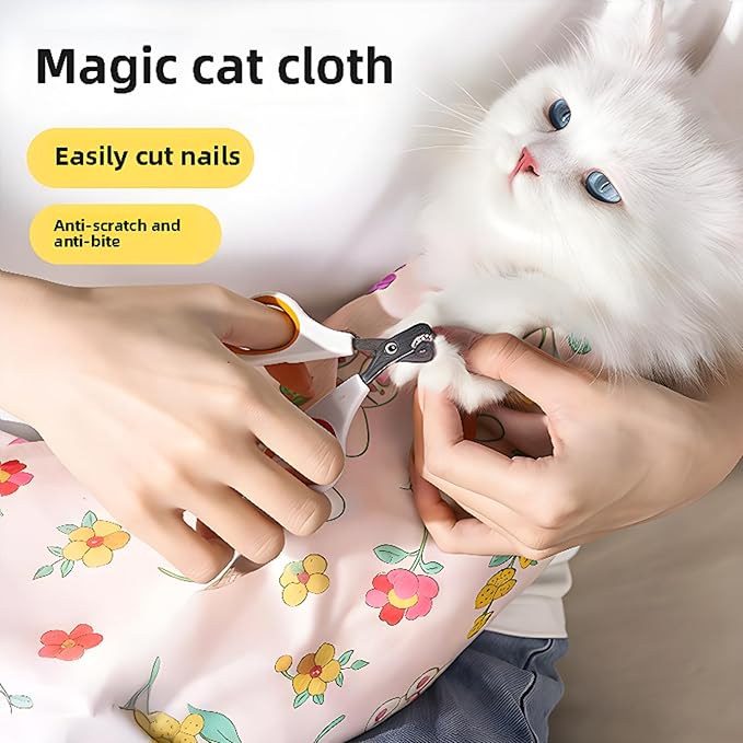 Cat Swaddle Wrap, PurrfectWrap - Soft Breathable Pink Cat Wrapping Blanket for Calming Anxious Cats, Grooming, Nail Trimming and Cuddling (21.7inch(Within 6lbs))