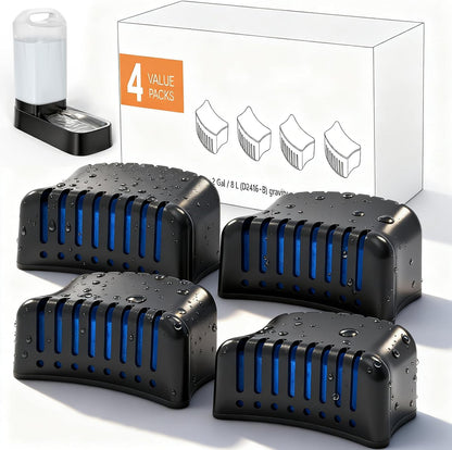 4 Pack Replacement Filters for D2416B Automatic Dog Water Bowl Dispenser – Compatible with 2.4 Gallon Gravity Pet Water Dispenser Activated Carbon & Ion Exchange Resin for Clean Drinking