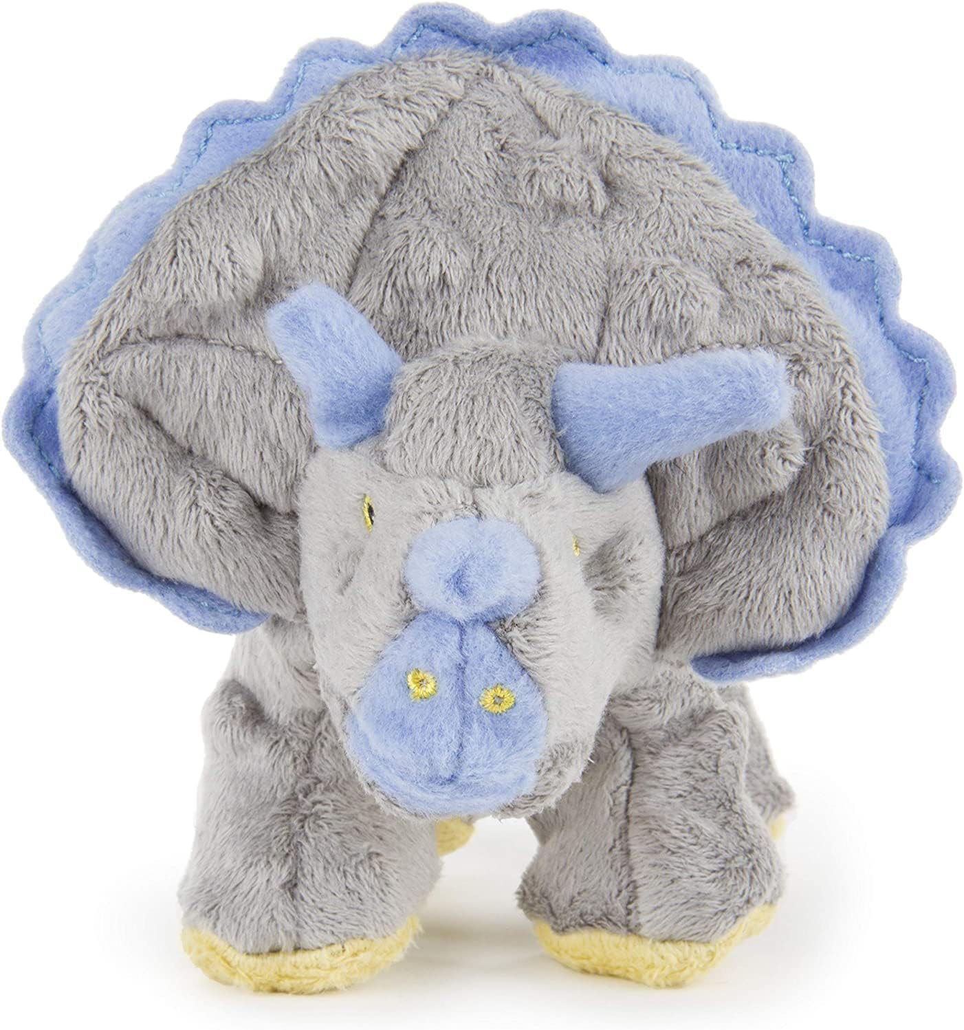 goDog Dinos Frills Squeaky Plush Dog Toy, Chew Guard Technology - Gray, Small