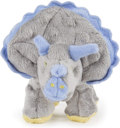 goDog Dinos Frills Squeaky Plush Dog Toy, Chew Guard Technology - Gray, Small