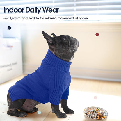 IECOii XL Dog Sweater,Winter Doggy Clothes for Large Dogs Girl Boy,Warm Pullover Soft Dog Sweater Turtleneck,Lightweight & Good Stretch for Active Dogs Like Beagle,Border Collie (Royal Blue,XLarge)