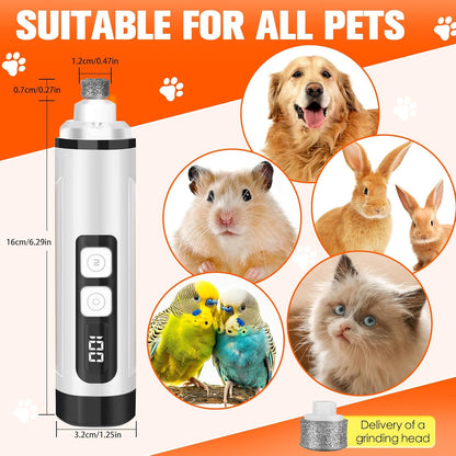 Dog Nail Trimmers Ultra Quiet Electric Pet Dog Nail Clippers Cat Nail Clipper with Led Lights Nail Grinder High Speed Nail File Electric Clippers for Grooming Small, Medium,Large Dogs and Cats (white)