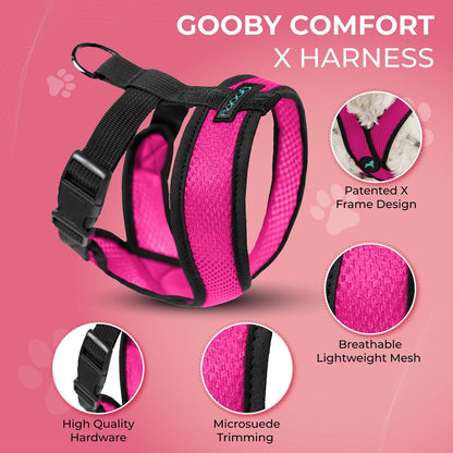 Gooby Comfort X Head in Harness - Flamingo Pink, Small - No Pull Dog Harness with Patented Choke-Free X Frame for Small to Medium Dogs Indoor/Outdoor Use