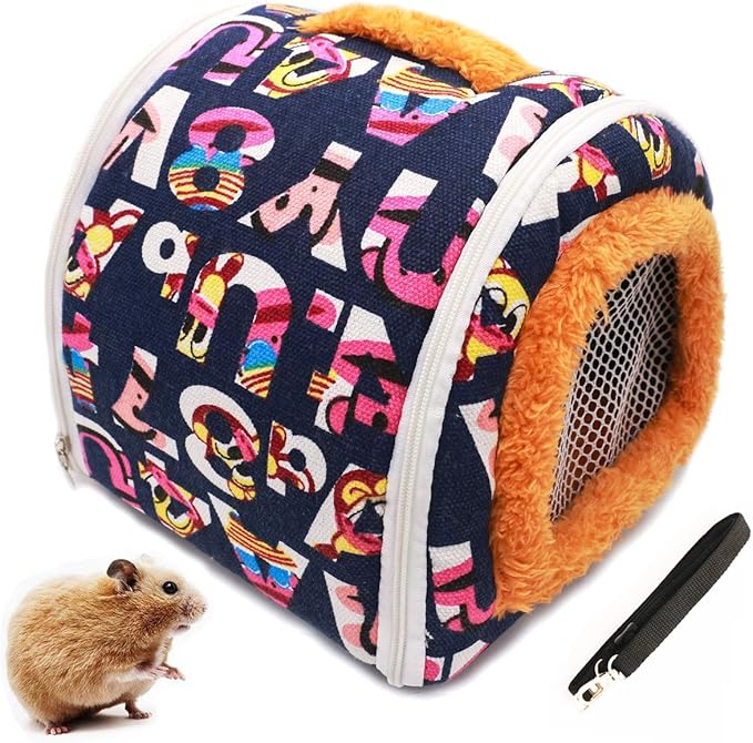 KAMEIOU Soft Small Animal Pet Chinchilla Hamter Small Guinea Pig Hedgehog Carrier Bag with Portable Handle and Detachable Shoulder Strap 8 x 8 Inches Warm Small Pet Carrier Pounch Bag