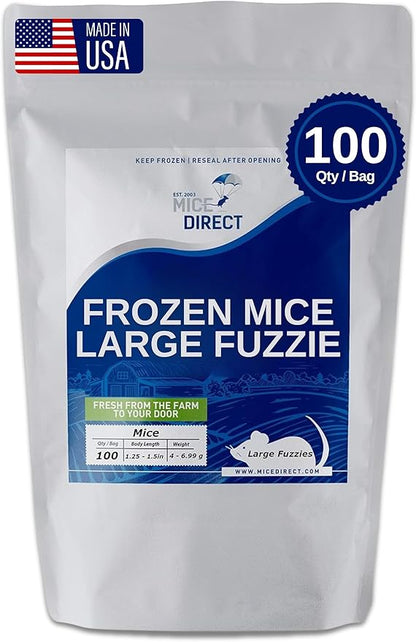 MiceDirect EST. 2003 100 Frozen Mice Fuzzie Feeders Snake Food for Juvenile Hognose Corn milks (1.25-1.5 in) (400 Grams Min)